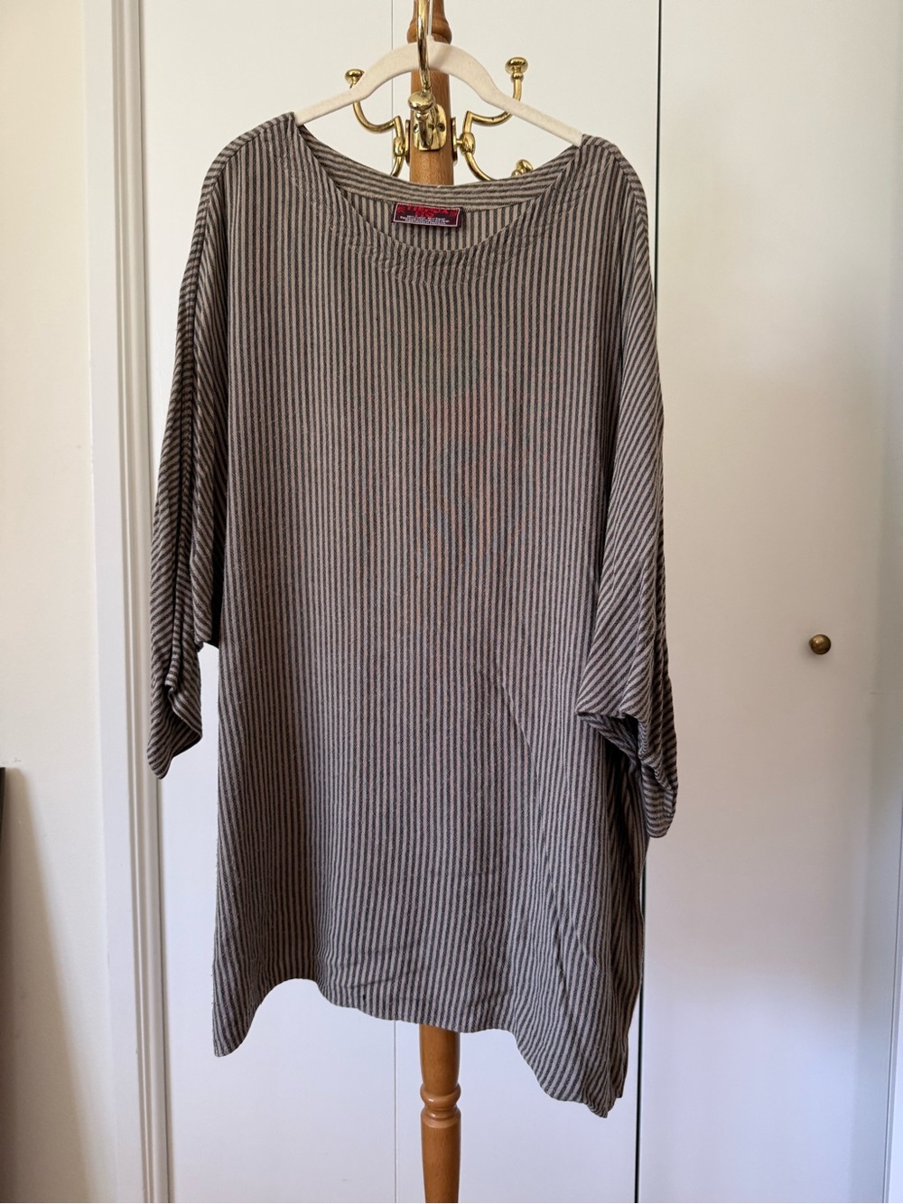 Cotton blend striped tunic dress